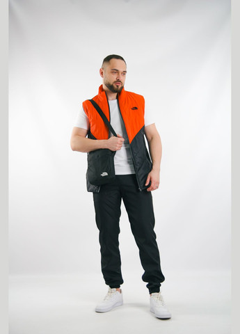 Помаранчевий демісезонний комплект чоловічий "clip": жилетка помаранчево-чорна + футболка біла + штани "president" чорні. барсетка у подарунок! No Brand