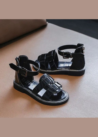 Босоніжки дитячі для дівчинки лаковані Чорні, 29р. - 17,6 см No Brand (340689832)