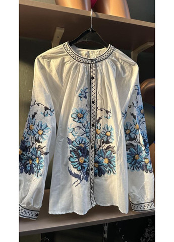 Синя сорочка з вишивкою "хрестиком" на гудзиках Luna (385807741)