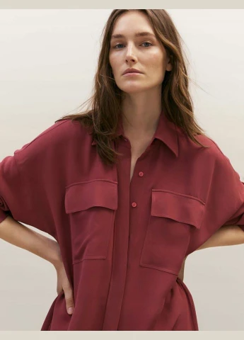 Червона кежуал сукня-сорочка з віскози Massimo Dutti однотонна
