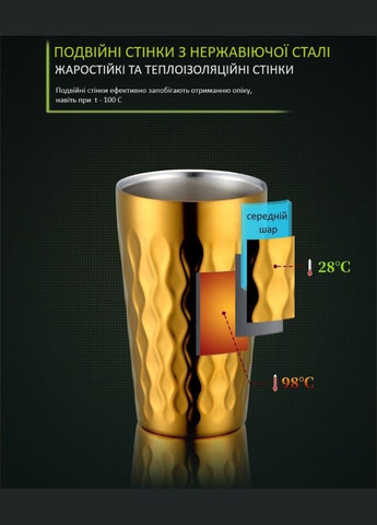 Термо-стакан из нержавеющей стали 500 мл Sota кружка золотого цвета с двойными стенками REMY-DECOR (293152687)