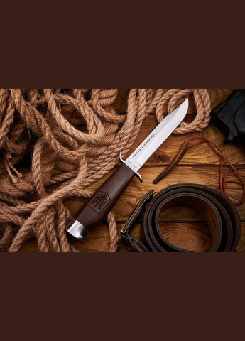 Ніж Фінка Тактичний Мисливський з Подовженим лезом, Гардою, Дерев'яною рукояттю ГЕРБ УКРАЇНИ No Brand (370770537)