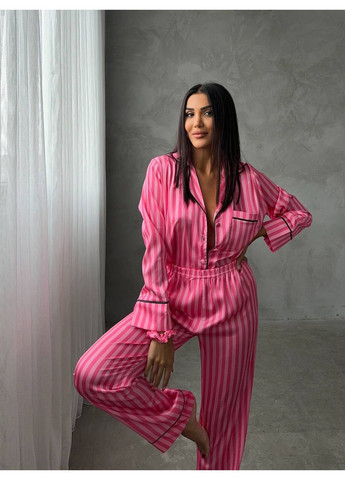 Рожева всесезон жіноча піжама рожева сорочка + брюки Vital-Textile 1278