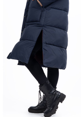 Комбинированное зимнее Пальто женское NF 22966 синее Freever