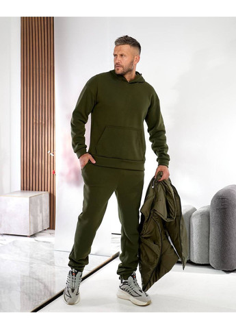 Оливковый (хаки) демисезонный мужской спортивный костюм 3-ка тройка MoDiva