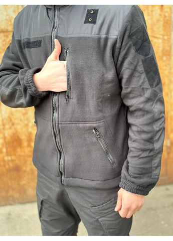 Тактическая флисовая кофта черная с плащевкой полиция No Brand (361373299)