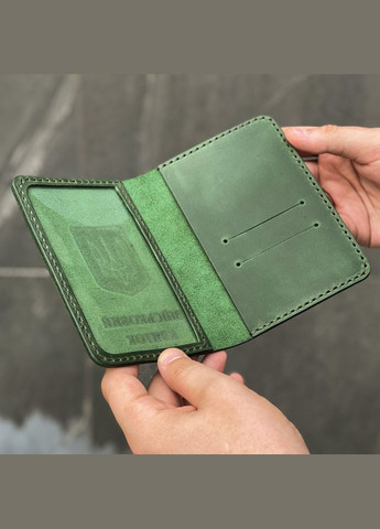 Обкладинка для військового квитка, водійських прав, пенсійного, зелена SD Leather (287339334)