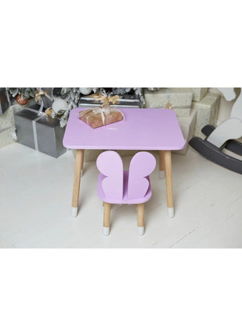 Детский прямоугольный столик со стульчиком Бабочка (Фиолетовый) No Brand (331640501)