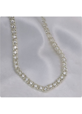 Срібний жіночий ланцюжок 925 проби Арабський бісмарк з камінням 45 см No Brand (366664910)