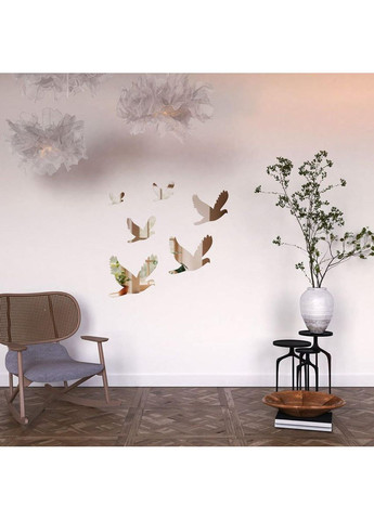 Дзеркальний декор акриловий самоклеючий Птахи срібло, 6шт (D) 3DPanda2520 Sticker Wall (365776841)