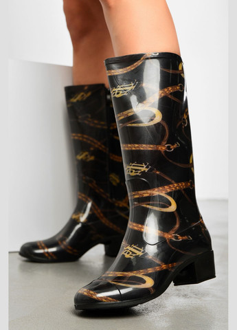 Черные сапоги резиновые высокие женские черные Let's Shop