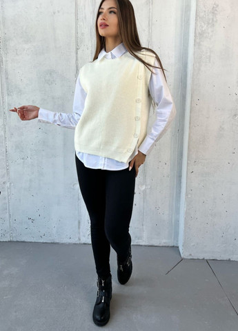 Молочный демисезонный комплект: жилет + рубашка Україна