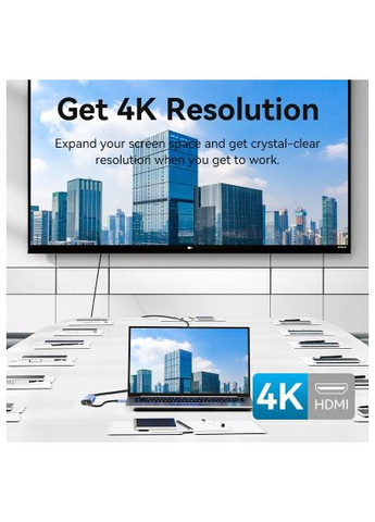 Концентратор USB 3.1 Type-C to HDMI/USB 3.0x3/PD 100W Blue Aluminum Alloy Hub 5-in-1 (TGESB) Vention USB 3.1 Type-C to HDMI/USB 3.0x3/PD 100W Blue Alum (366664024)