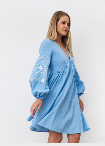 Блакитна сукня з вишивкою Romashka однотонна
