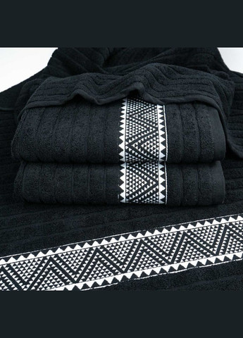 GM Textile комплект махровых полотенец зипп 2шт 50х90см, 70х140см 500г/м2 () черный производство -