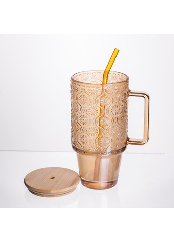 Кружка стеклянная с крышкой и трубочкой 750 мл HP-19-50NR Yiwu (368294647)