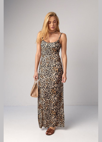 Летний женский сарафан макси с леопардовым узором Lurex