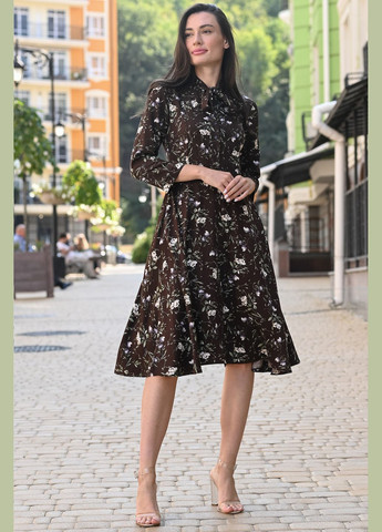 Коричнева повсякденний сукня в бузкові квіти (ll180316884) LadyLike