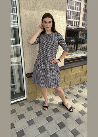 Чорно-білий ділова, повсякденний, кежуал сукня для офісу дзвін BeART з візерунком "гусяча лапка"