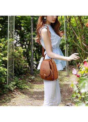 Жіночий міні рюкзак сумка Кенгуру 2 в 1 коричневий міський рюкзачок для жінок екокожаний ProDobro (363135738)