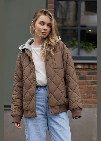 Коричнева демісезонна жіноча демісезонна куртка бомбер «city mood» 951752 Lusskiri