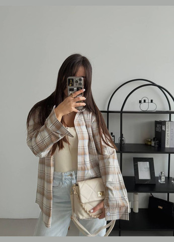 Трендова бежева сорочка в клітку, ніжна та стильна, ідеальна для повсякденного носіння No Brand 668-4 (326810768)