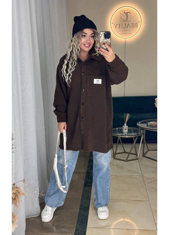 Темно-коричневе демісезонне Сорочка-пальто тепла щільний барашек Тедді,Туреччина,на ґудзиках Україна