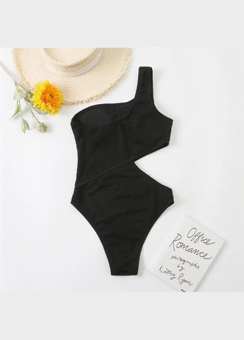 Чорний літній жіночий спільний купальник жатка asymmetry монокіні чорний No Brand