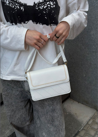 Жіноча біла сумка 6037 крос-боді No Brand (303322985)