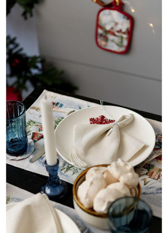 Гобеленовая салфетка с велюром Снежная зима 30х50 см новогодняя салфетка для стола стильный декор ProDobro (369377978)