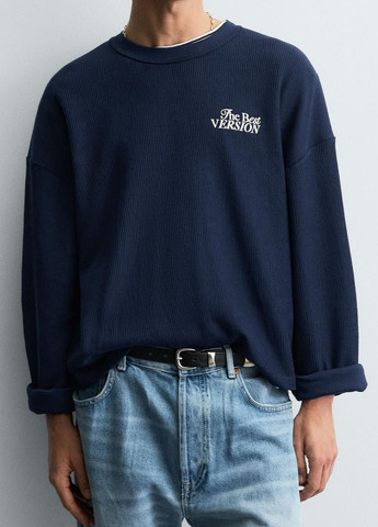 Синий свитшот Zara надпись (362699097)