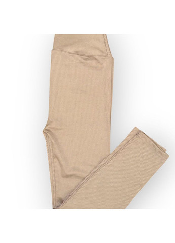 Женские лосины эластичные в рубчик с высоким широким поясом без утепления демисезон 99-101см черные No Brand (318450636)