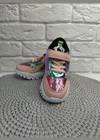 Рожеві всесезонні кросівки на липучці для дівчинки рожеві з лелітками Kimboo