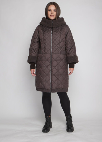 Коричнева зимня зимове пальто жіноче виликого розміру SK