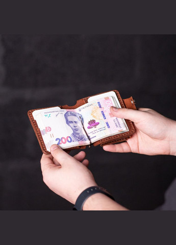Гаманець затиск Slim з монетницею, коньяк SD Handmade (351390729)