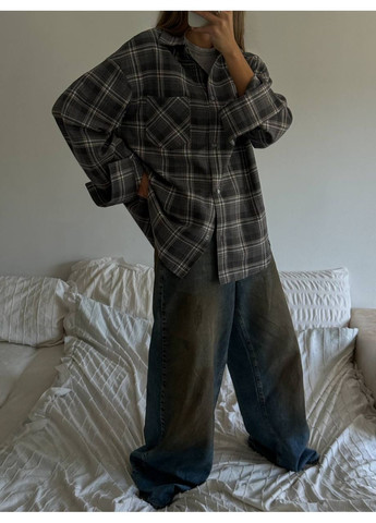 Серая повседневный, кэжуал рубашка в клетку Vakko с длинным рукавом