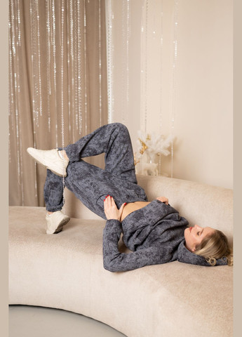 Теплый графитовый костюм с капюшоном на флисе, No Brand 7031 (316703279)