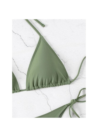 Оливковий літній роздільний купальник-шторка на зав'язках – чорний (куп-мотуз-кіл) роздільний Vakko