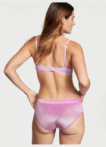 Трусики жіночі Хіпхаггер Logo Cotton Hiphugger Panty Фіолетові з люрексом Victoria's Secret В рубчик З еластичним поясом (316653572)