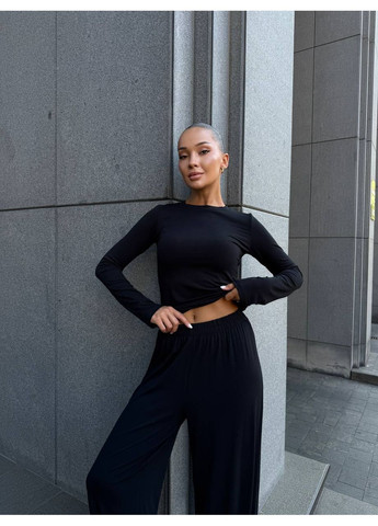 Жіночий костюм трійка: лонгслів, штани палаццо та кардиган з капюшоном MonCher (355801749)