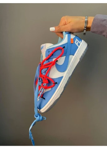КРОССОВКИ ЖЕНСКИЕ NIKE SB DUNK X OFF WHITE BLUE WHITE НАЙК СБ ДАНК No Brand белые демисезоны (367169136)
