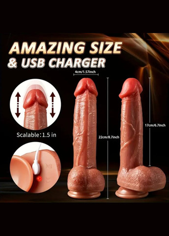 Реалистичный вибратор с подогревом и телескопическим механизмом вращения, с пультом управления No Brand (344547778)