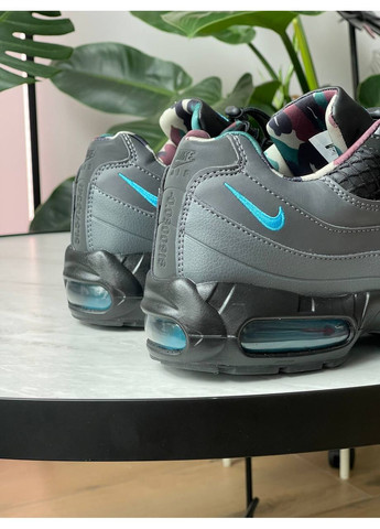 Темно-серые всесезонные кроссовки мужские nike air max 95 sp corteiz aegean storm gray black | найк аир макс 95 сп серые черные No Brand