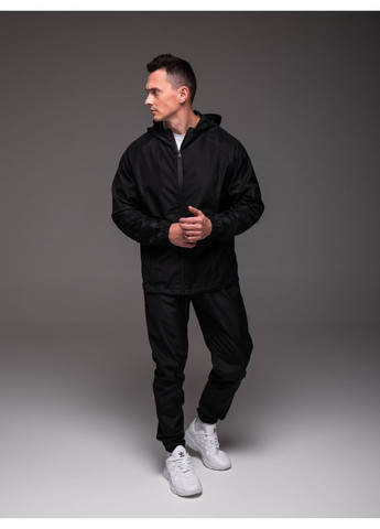 Чорний демісезонний стильний чоловічий костюм з плащівки брючний Vakko