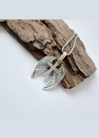 Срібний прямий Хрест та Крила Янгола Чорнене срібло 925 проби 93681 2.50г No Brand (338185615)