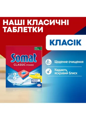 Таблетки для посудомийних машин Classic Power 50 шт. (9000101809817/9000101830675) Somat (390750881)