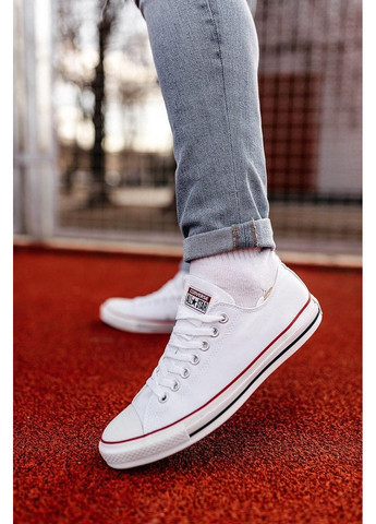 Чорні Осінні кеди чоловічі converse white black & red lines конверс No Brand