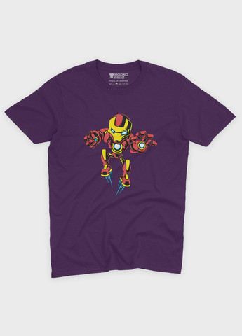 Фіолетова демісезонна футболка для хлопчика з принтом супергероя - залізна людина (ts001-1-dby-006-016-025-b) Modno