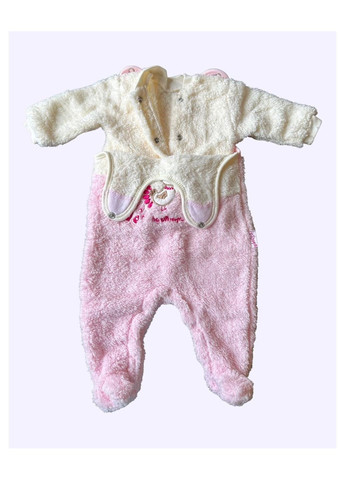 Детский флисовый костюм (кофточка + ползунки-комбинезон) Розово-кремовый (0252) Nicol (355258794)