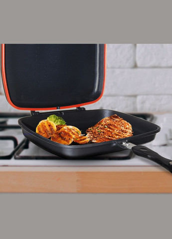 Сковорода гриль для стейков с антипригарным покрытием двухсторонняя сковорода гриль 30 см А-Плюс (297331011)